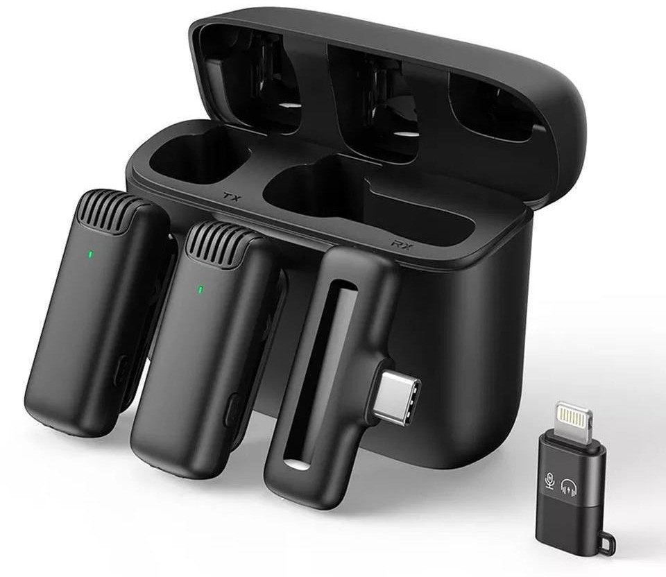 Mikrofony bezprzewodowe krawatowe J13 + powerbank
