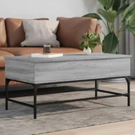 Ławy i stoliki kawowe - Stolik kawowy szary Sonoma 100x50x45 cm materiał drewnopochodny i metal - miniaturka - grafika 1