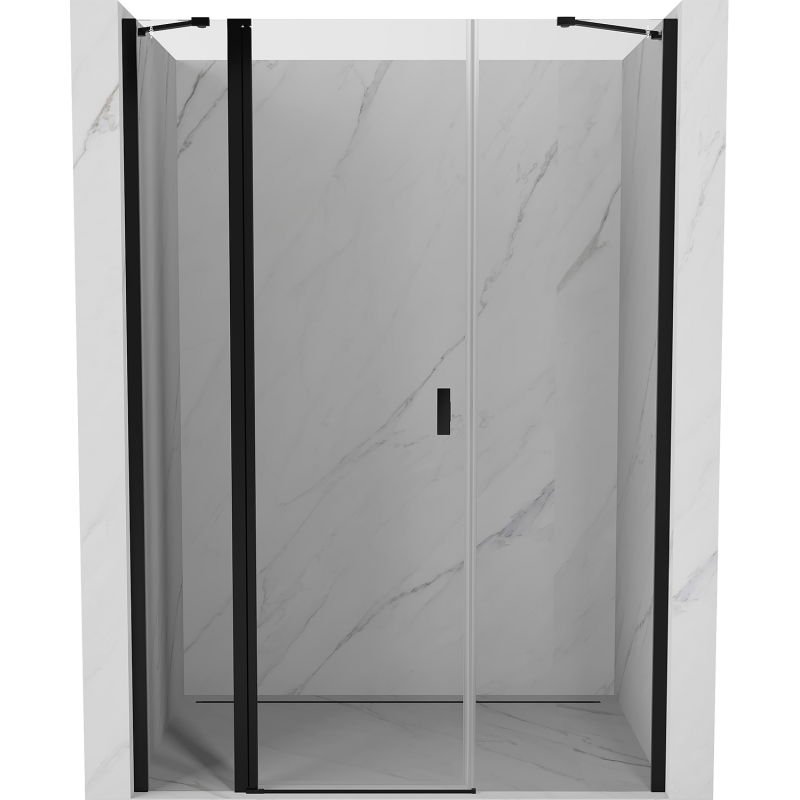 Mexen Mist drzwi prysznicowe uchylne 145 cm, transparent, czarne - 8A4-145-001-70-00