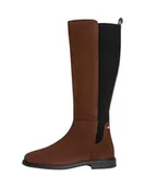 Botki damskie - Tommy Hilfiger Damskie FLAGA ZAMSZOWE DŁUGI BOOT FW0FW08779 Botki, Brązowe (Legacy Brown), 6,5, Brązowy Legacy Brown, 40 EU - miniaturka - grafika 1