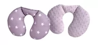 Kołdry i poduszki dla dzieci - Medi Partners Medi Partners Poduszka na kark dla dzieci, 100% bawełna/Minky Baby rogal do wózków dziecięcych, podczas podróży samochodem, do spania, na szyi, do drzemki (gwiazdki z szarym myszem) - miniaturka - grafika 1