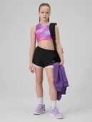 Spodnie i spodenki dla dziewczynek - 4F Spodenki sportowe szybkoschnące dziewczęce - czarne 158/164 (12-14 lat) - miniaturka - grafika 1