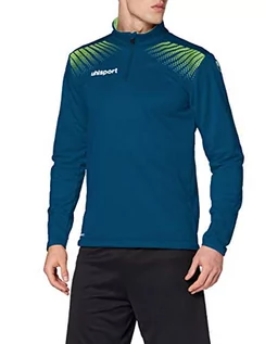 Bluzy męskie - Uhlsport Męska bluza z suwakiem Goal 1/4, petrol/Flash zielony, 128 100516406 - grafika 1