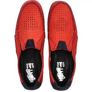 Letnie mokasyny skórzane - KENT 91 CZERWONE - Mokasyny męskie - miniaturka - grafika 4