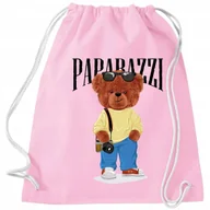 Plecaki worki - Worek Plecak Różowy PAPARAZZI MIŚ Do Szkoły Modne Wzory - miniaturka - grafika 1