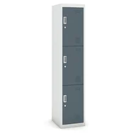 Szafki BHP - B2B Partner Szafka 3-drzwiowa, zamek cylindryczny, 1800 x 380 x 450 mm, szary/ciemnoszary CY-018 RAL7035/7031 - miniaturka - grafika 1