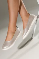 Baleriny - Złote baleriny skórzane damskie Sergio Leone ażurowe na białej podeszwie BL-109-CA - miniaturka - grafika 1