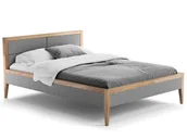 Łóżka - Łóżko dębowe 140x200cm tapicerowane Belagio Szare - miniaturka - grafika 1