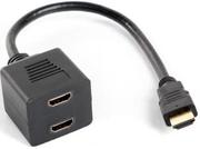 Adaptery i przejściówki - Lanberg Adapter HDMI-A (M) -> HDMI-A (F) x2 splitter 20cm AD-0019-BK - miniaturka - grafika 1