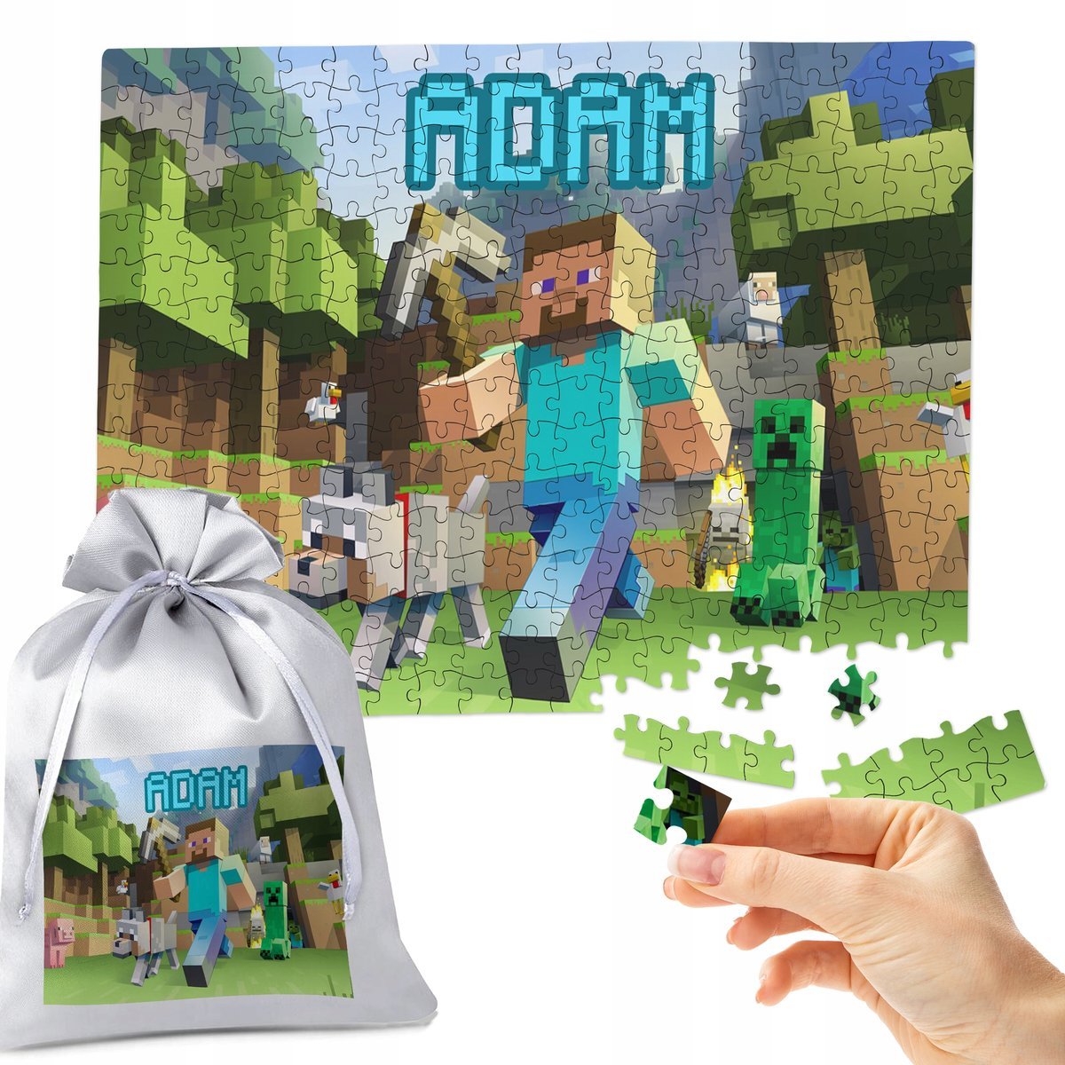PUZZLE 300 el. MINECRAFT - IDEALNY PREZENT NA ŚWIĘTA POD CHOINKĘ TWOJE IMIĘ