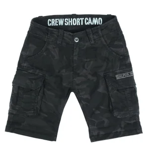 spodnie bojówki krótkie ALPHA INDUSTRIES - CREW SHORT BLACK CAMO-30 - Spodnie męskie - miniaturka - grafika 1