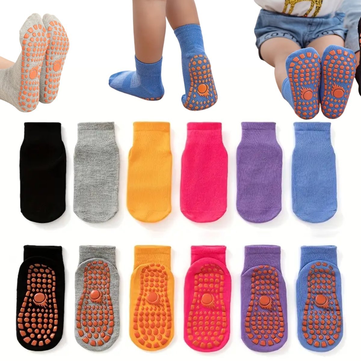 SKARPETKI DZIECIĘCE ANTYPOŚLIZGOWE ROZM 16-23, 1-4 LATA KOLOROWE DLA DZIECI