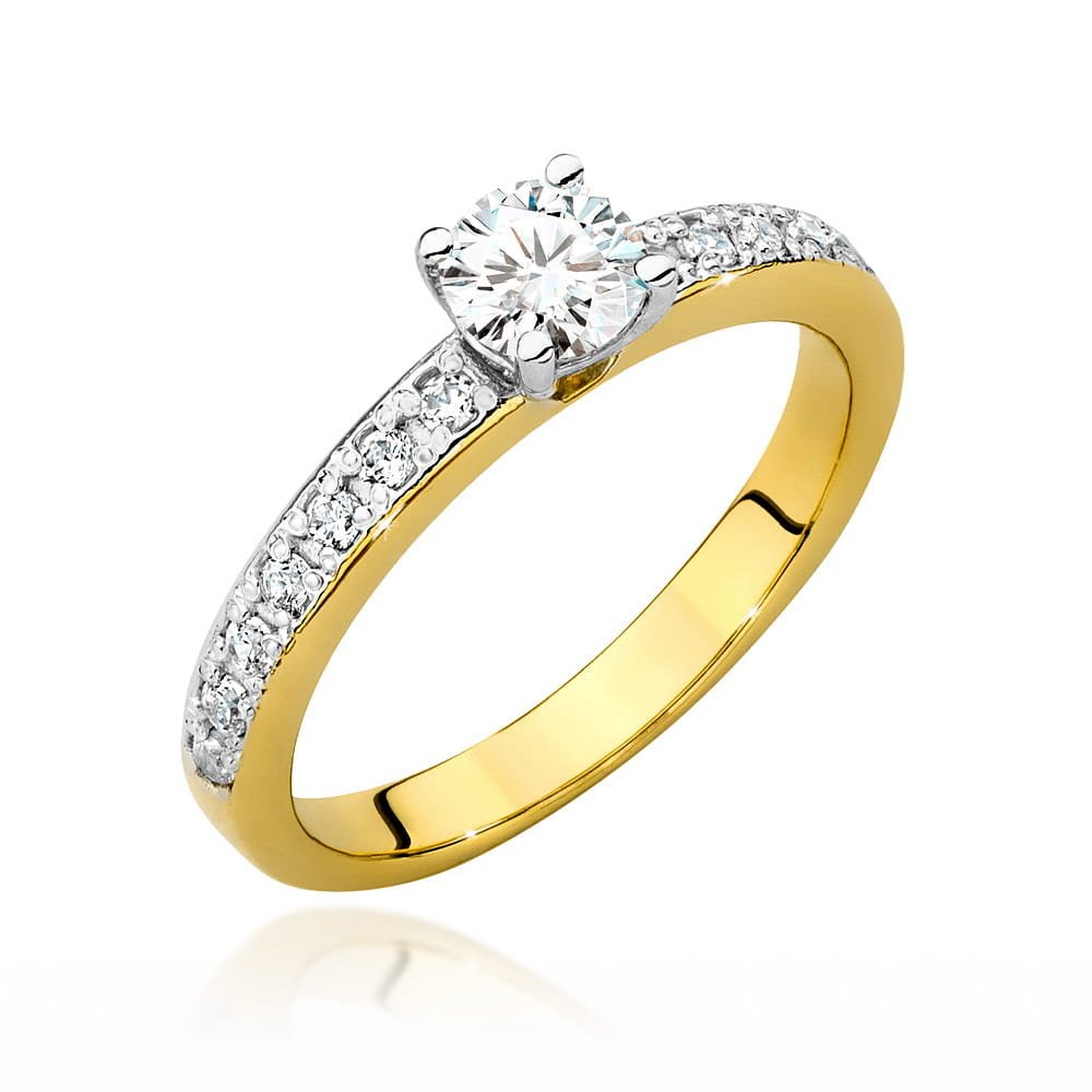 Złoty pierścionek Diament 0,40ct żółte złoto pr. 585