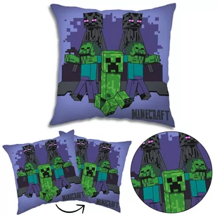 Minecraft Poduszka kwadratowa, poduszka ozdobna dla dzieci, fioletowa 40x40 cm, OEKO-TEX - Kołdry i poduszki dla dzieci - miniaturka - grafika 1
