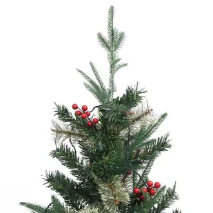 vidaXL Choinka z lampkami LED i szyszkami, zielona, 120 cm, PVC i PE - Choinki - miniaturka - grafika 1