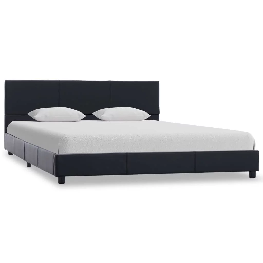 vidaXL Rama łóżka z podnośnikiem, czarna, sztuczna skóra, 140 x 200 cm