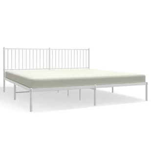 Metalowa rama łóżka z wezgłowiem, biała, 200x200 cm Lumarko! - Łóżka - miniaturka - grafika 3