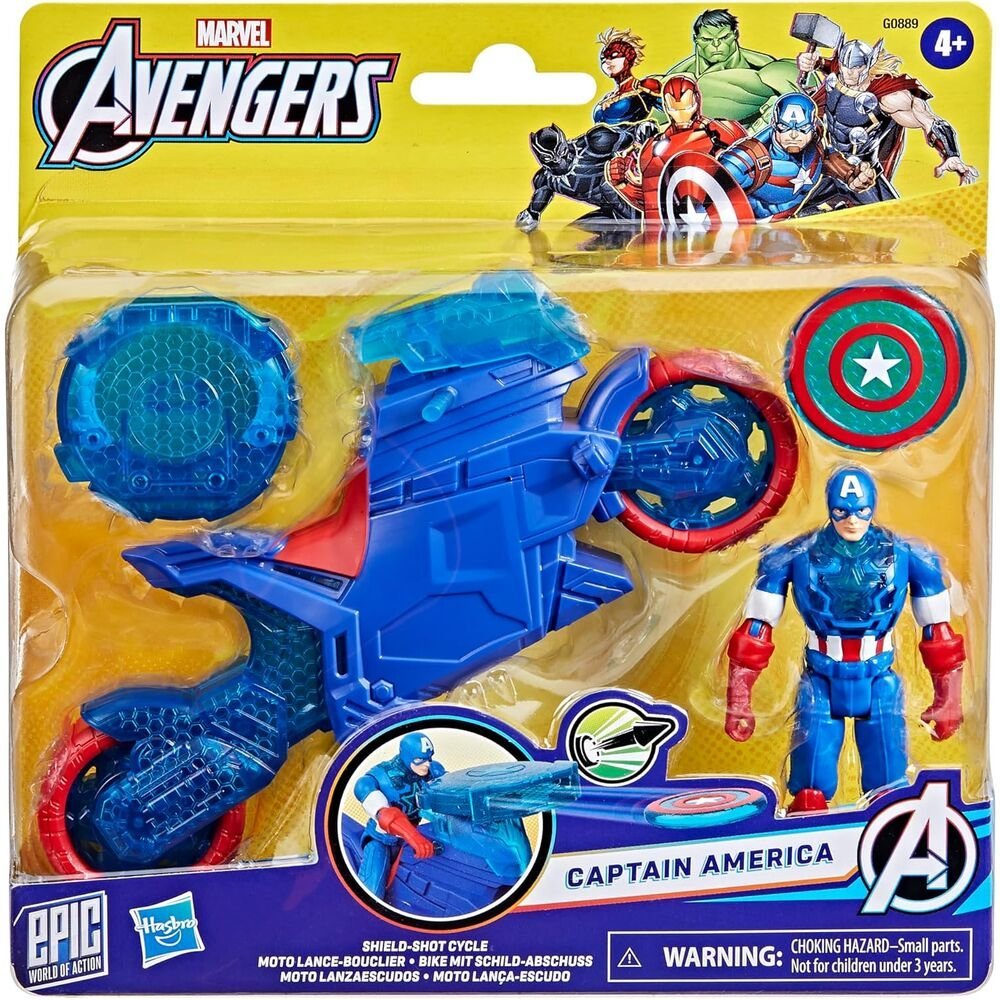 Hasbro Marvel Avengers Captain America Figurki z Motorowerem i Tarcza