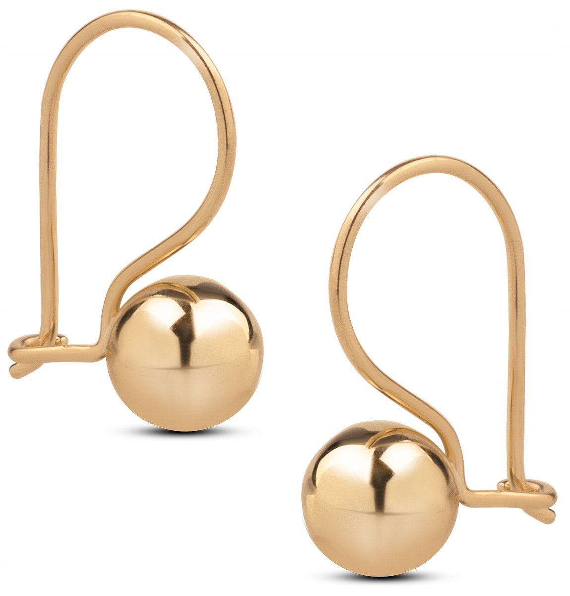 PIĘKNE ZŁOTE KOLCZYKI KLASYCZNE WISZĄCE KULKI KULECZKI 7 MM 14KT 585