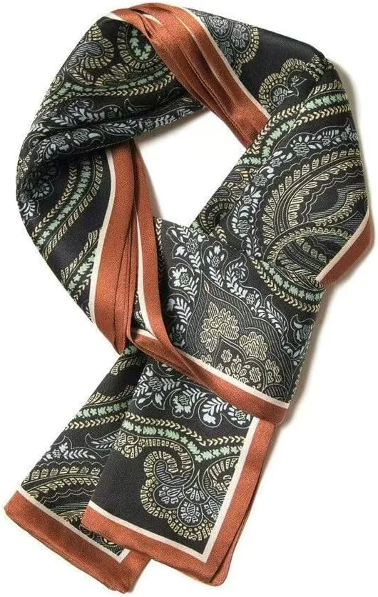 SZALIK 150X16CM SATYNOWY DWUWARSTWOWY JEDWABNY KWIATY MODNY ELASTYCZNY