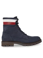 Botki męskie - Tommy Hilfiger Trapery Corporate Hilfiger Nubuck Boot FM0FM04801 Niebieski - miniaturka - grafika 1