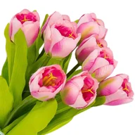 Sztuczne kwiaty - [w04365] Bukiet tulipanów cukierkowo-różowy 9 kwiatów - miniaturka - grafika 1