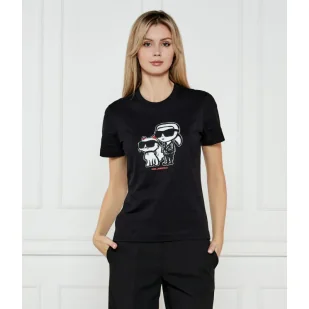 Karl Lagerfeld T-shirt IKON SKETCH DUO Regular Fit - Koszulki i topy damskie - miniaturka - grafika 1