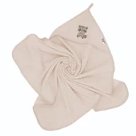 Okrycia kąpielowe dla dzieci - Bocioland, okrycie kąpielowe, 100 x 100 cm, bawełna 100%, ręcznik z kapturkiem, kolor beżowy, szop, 1 sztuka - miniaturka - grafika 1