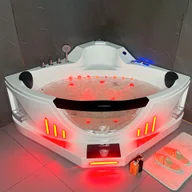 Wanny z hydromasażem - Aquaholm Wanna narożna z hydromasażem PREMIUM LINE A9012 150cm x 150cm x 58cm BLUETOOTH, PODGRZEWACZ WODY, WODOSPAD, USB, PILOT - miniaturka - grafika 1