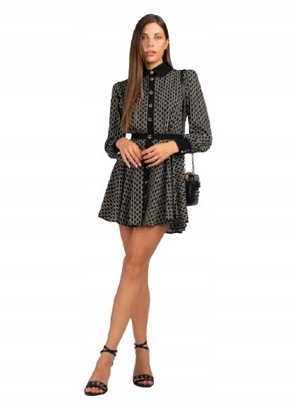 GUESS CZARNA SUKIENKA Z KOŁNIERZYKIEM I GUZIKAMI 38 2CA