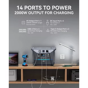 DaranEner NEO2000 Portable Power Station, 2073.6Wh LiFePO4 Battery Solar Generator, 2000W AC Output, 1.8H Full Charge - Akumulatory ogólnego zastosowania - miniaturka - grafika 2