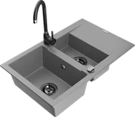 Zlewozmywaki z baterią - Mexen Gaspar zlewozmywak granitowy 1,5-komorowy z ociekaczem i baterią kuchenną Telma, szary - 6507-71-670200-70-B - miniaturka - grafika 1