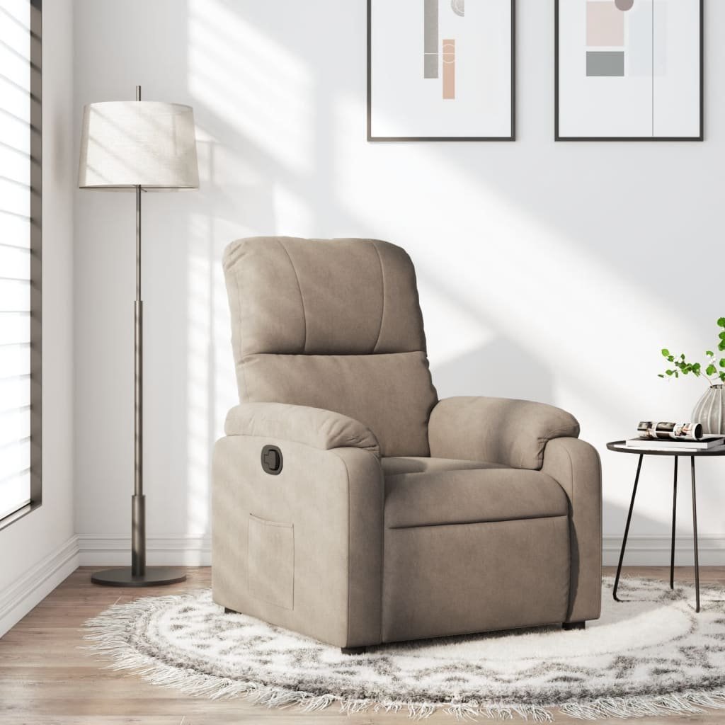 vidaXL vidaXL Rozkładany fotel, kolor taupe, obity mikrofibrą