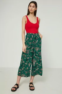 Spodnie damskie - Medicine spodnie damskie kolor zielony fason culottes high waist - grafika 1