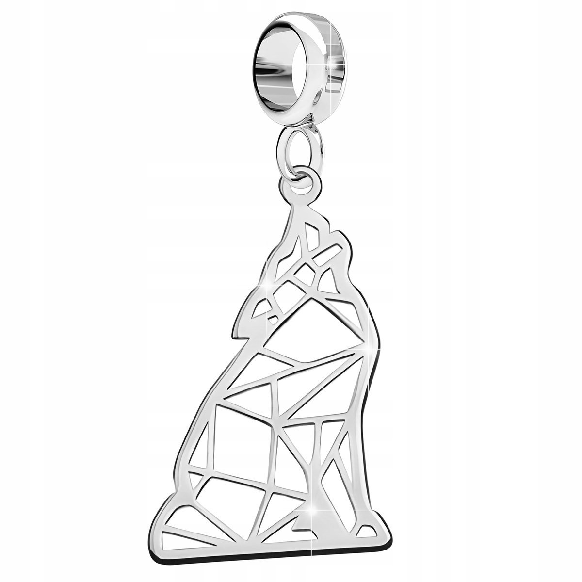Charms Srebrny Blaszka z Psem Wilkiem Ażurowy Pies Wolf Wilk SREBRO 925