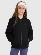 Bluzy dla dziewczynek - 4F Bluza dresowa rozpinana z kapturem dziewczęca - czarna 122 (6-7 lat) - miniaturka - grafika 1