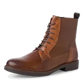 Kozaki damskie - Marco Tozzi Damskie buty Bootie Laced 2-25102-41, modne kozaki, Cognac Comb, 37 EU, Cognac Comb, 37 EU - miniaturka - grafika 1