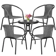 Meble ogrodowe - Zestaw mebli ogrodowych stół okrągły i 4 krzesła metalowe komplet ogrodowy czarno-szary - miniaturka - grafika 1
