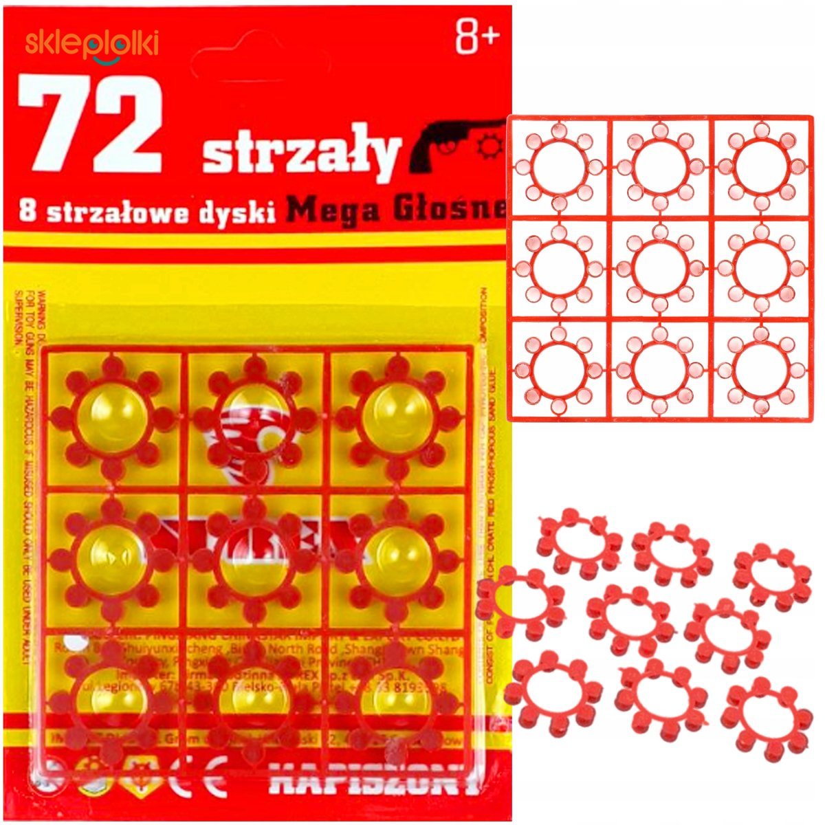 KAPISZONY SPŁONKA NABOJE HUKOWE DO PISTOLETU STRASZAKA GŁOŚNE 1x 72 STRZAŁY