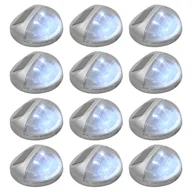 Lampy ogrodowe - The Living Store Ścienne lampy solarne LED na zewnątrz - 12 szt - okrągłe - srebrne - Lampa Solarna - miniaturka - grafika 1