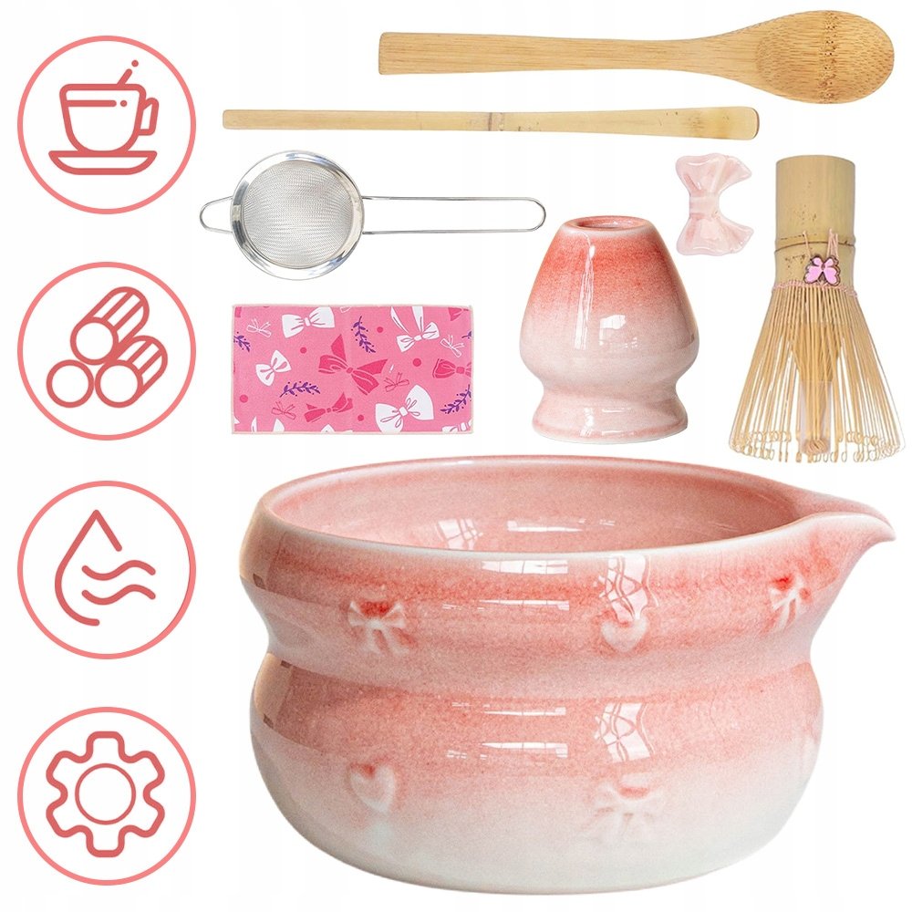 Zestaw Do Matchy 8 Elementów Z Bambusowym Chasenem I Miską 470ML