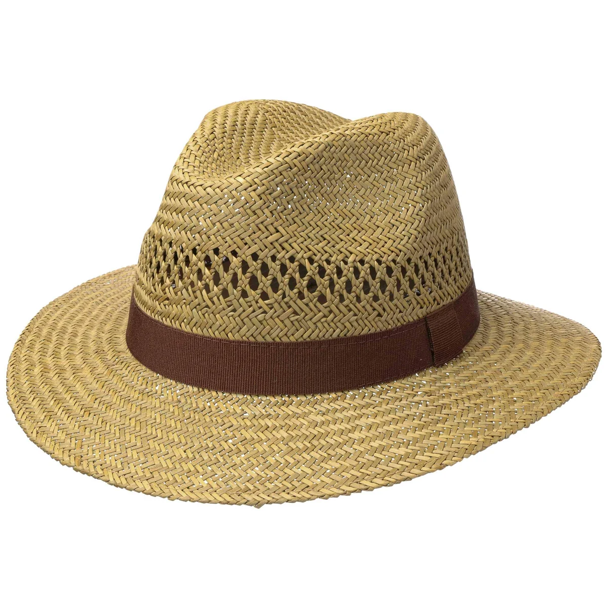 Lipodo Kapelusz Słomkowy Sun TravellerKobiety/Mężczyźni - Made in Italy slomkowy meski na lato Z rypsowym paskiem wiosna-lato - L (58-59 cm) naturalny