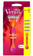 Maszynki do golenia i wkłady - Gillette Venus Simply3 Miami Vibes Hibrid, Maszynka do golenia + 4 wkłady - miniaturka - grafika 1