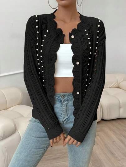 SHEIN SWETER CZARNY Z DŁUGIM RĘKAWEM 38 ŁŁG