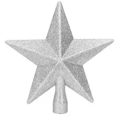 Ozdoby bożonarodzeniowe - Bożonarodzeniowy szpic na choinkę gwiazda Oliveri srebrny, 19 x 5 cm - miniaturka - grafika 1
