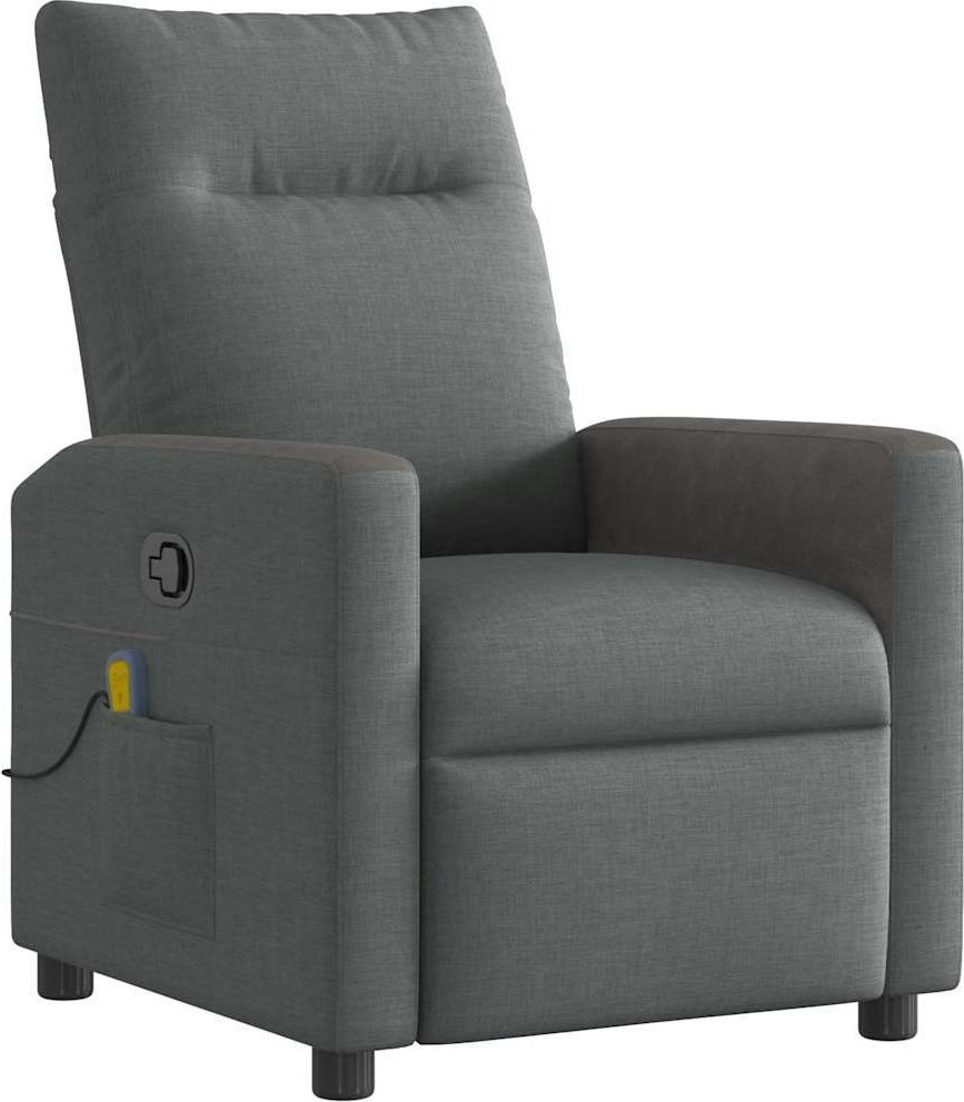 Rozkładany fotel masujący, ciemnoszary, obity tkaniną