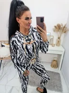 Bluzy sportowe damskie - Komplet welurowy La Perla dres z lampasami w print zwierzęcy bluza + legginsy - wzór 3 - LA PERLA - miniaturka - grafika 1