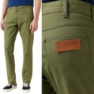 Spodnie męskie - Wrangler GREENSBORO Olive ZIELONE BAWEŁNIANE MATERIAŁOWE SPODNIE W34 L32 - miniaturka - grafika 1