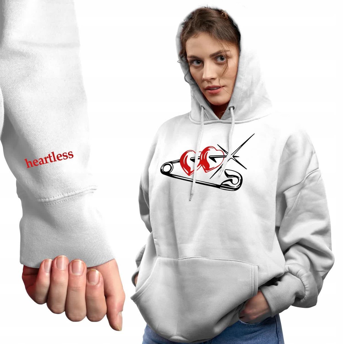 Modna Stylowa BLUZA Damska z KAPTUREM HEARTLESS Wiele Różnych Wzorów - S