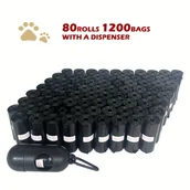 Inne - 80 Rolek/1200 Torebek, Zagęszczony, Szczelny Worek Na Śmieci Dla Zwierząt Domowych, Rolka Uzupełniająca Z 1-częściowym Dozownikiem, Środki Czyszczące - miniaturka - grafika 1